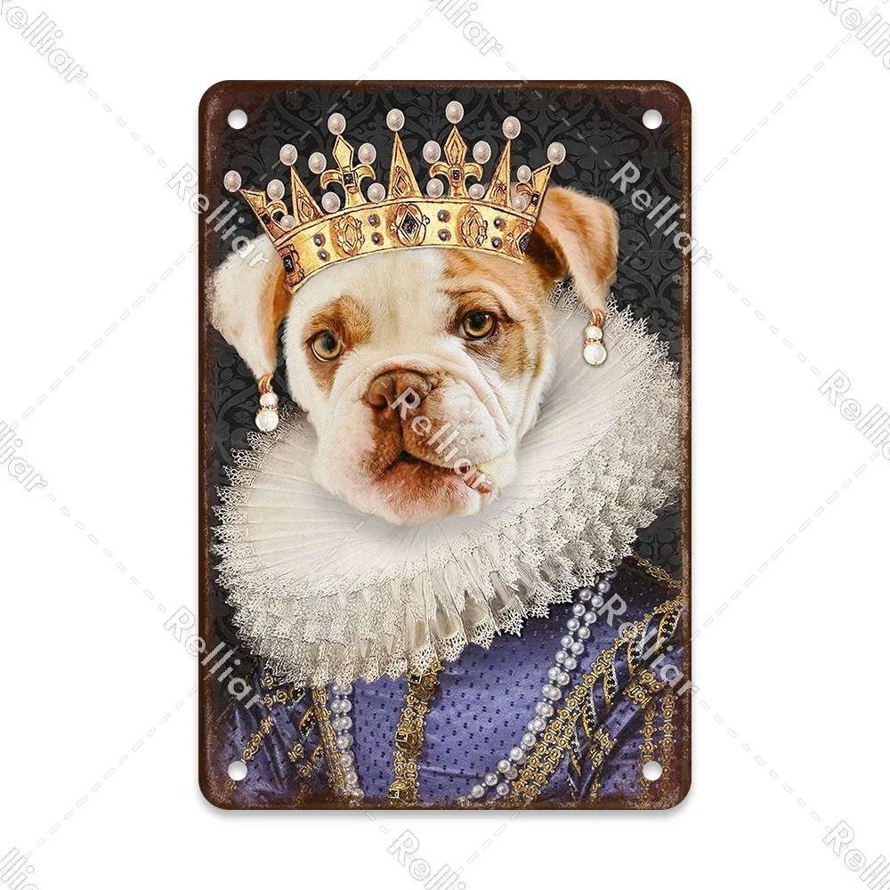 Metal Sign Gentleman Dog Wall Decor, Vintage Tin Plate for Living Room 20x30 cm