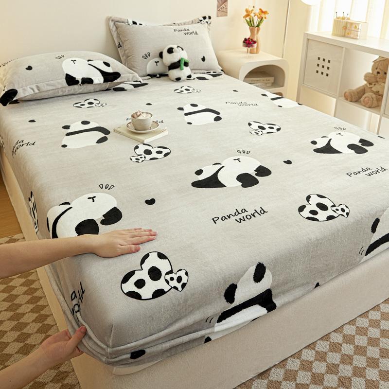 New A-class Milk Fleece Bed Sheet Thickened Warm Mink Fleece Mattress Cover Fully Wrapped