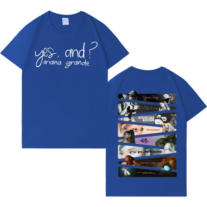 Yes and Ariana Grande Singer Trendy Music TShirts Mens Women Gothic Clothing Short Sleeve Tshirt Cozy Loose Crewneck Streetwear