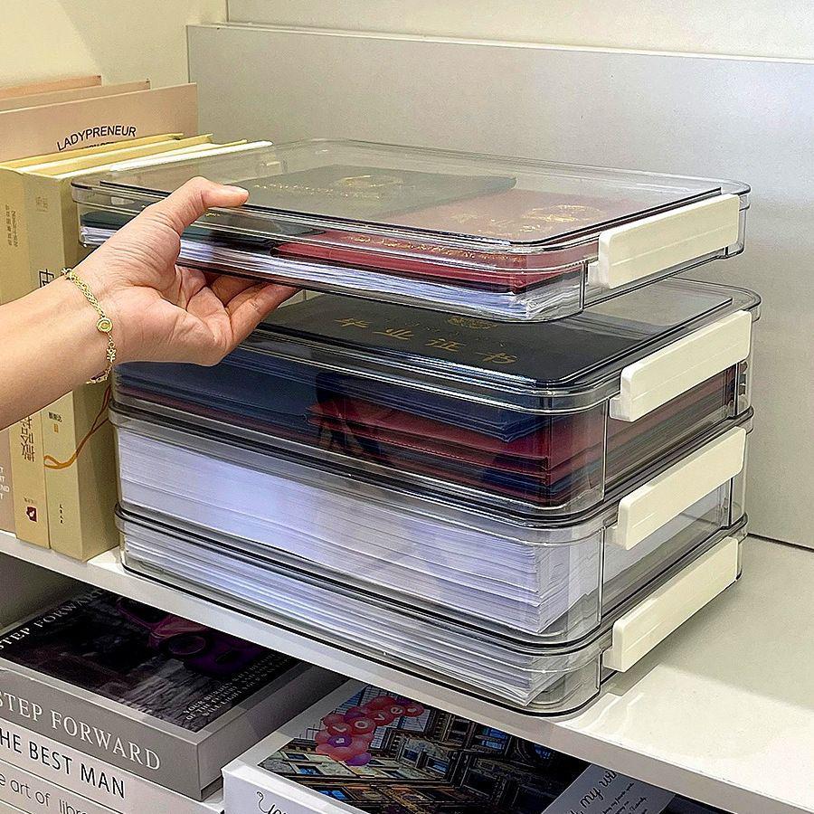Transparent A4 Document Storage Box: Ideal for Exam Papers, Certificates, Household Records & Student Essentials.