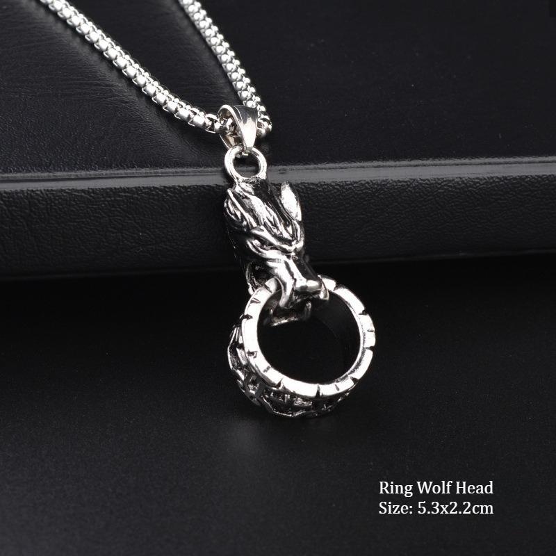 Hip hop retro men's titanium steel necklace trendy animal tail pendant long chain sweater necklace punk style street jewelry for daily wear