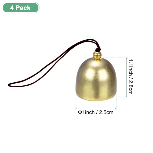 METERXITY 4-Pack Hanging Bells, Small Decorative Bells, Vintage Jingle Bells, Christmas/Home/Window/Door/Garden Decorations, Hanging Bell Pendants, Go