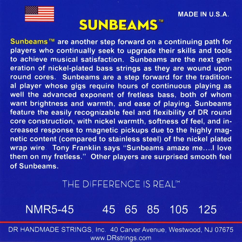 DR Bass String 5 String SUNBEAM Nickel Plated .045-.125 NMR5-45