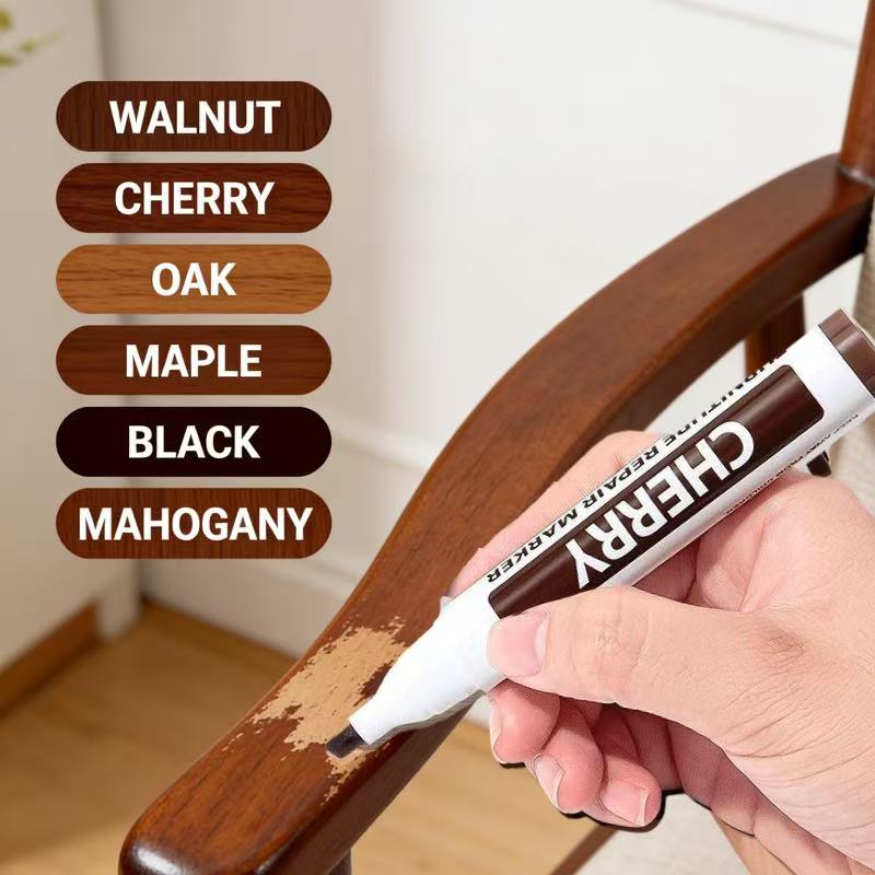 6-Color Furniture Touch-Up Marker Set for Wood Scratch Repair