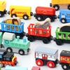 Wooden Magnetic Train Car Locomotive Ambulance Fire Truck Wood Railway Accessories fit for Brand Wooden Tracks Toy For Kids