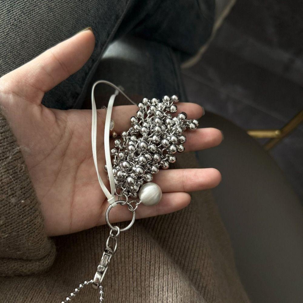 Chic Metal Necklace Titanium Steel Beads Pedant Necklace Beaded Grape Necklace  Clothes Decor