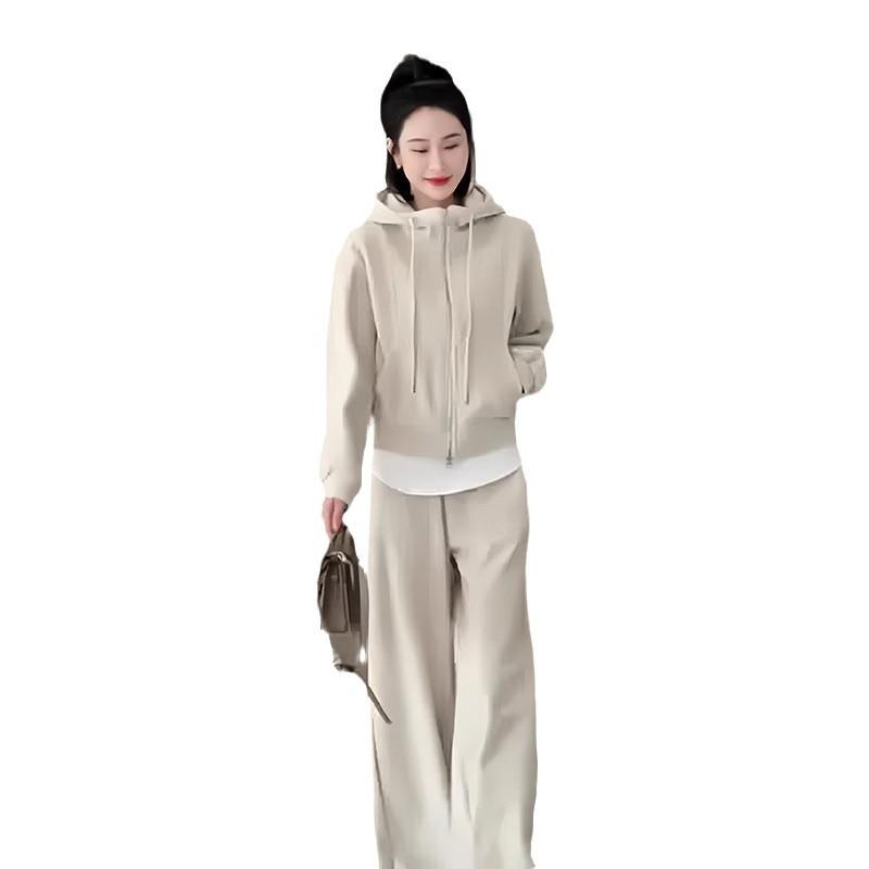 Europeisk Dame Pluss Størrelse Høst Fritid Sportsklær: Slankende, Stilig Todelt Gensersett for Aldere 25-45, Passer opp til 136 kg