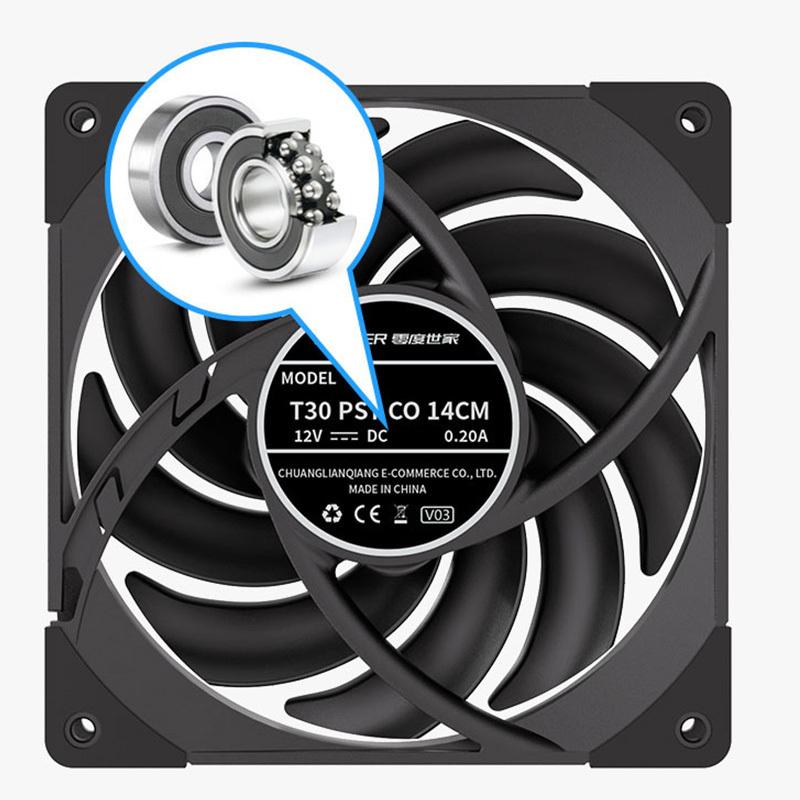 

Teucer T30 CO PST 14CM PC Case Fan Double Ball Bearing 400-2000rpm 12V/4Pin PWM MAX96.19CFM Gamer Computer Chassis Cooling Fan T30-CO BK 14CM