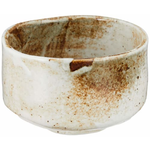 Ale-net Matcha Bowl, White, 12 x 7.5cm, Yuki Shino, Mino Ware