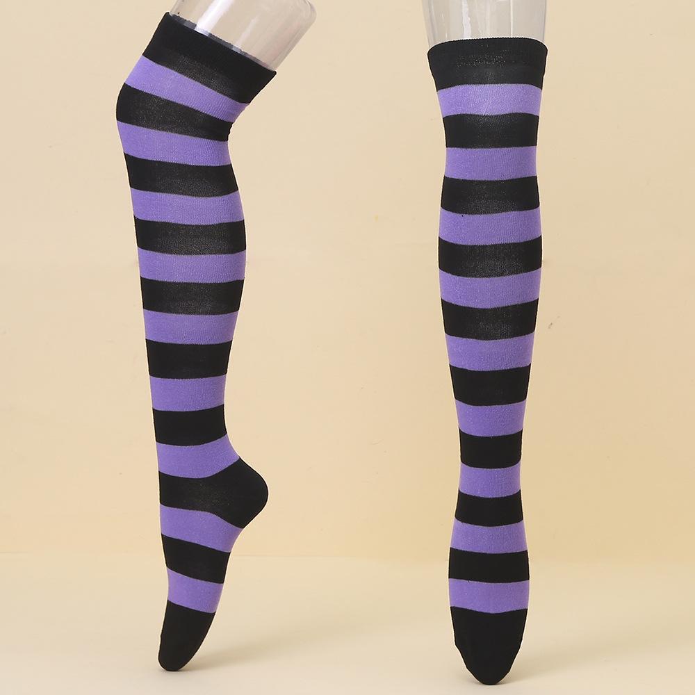 European & American Halloween Christmas Striped Over-the-Knee Socks for Women's Cosplay