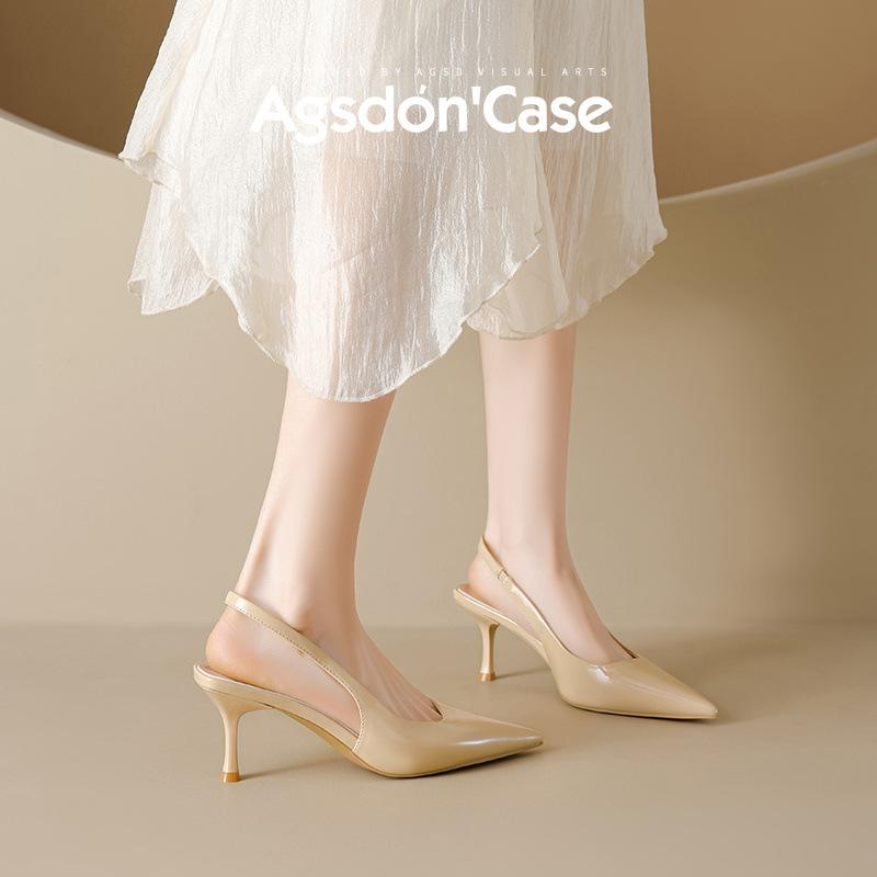 Augustine Bag Head Sandals Women's 2025 Summer New Pointed Nude Temperament French High Heels Stiletto Single Shoes