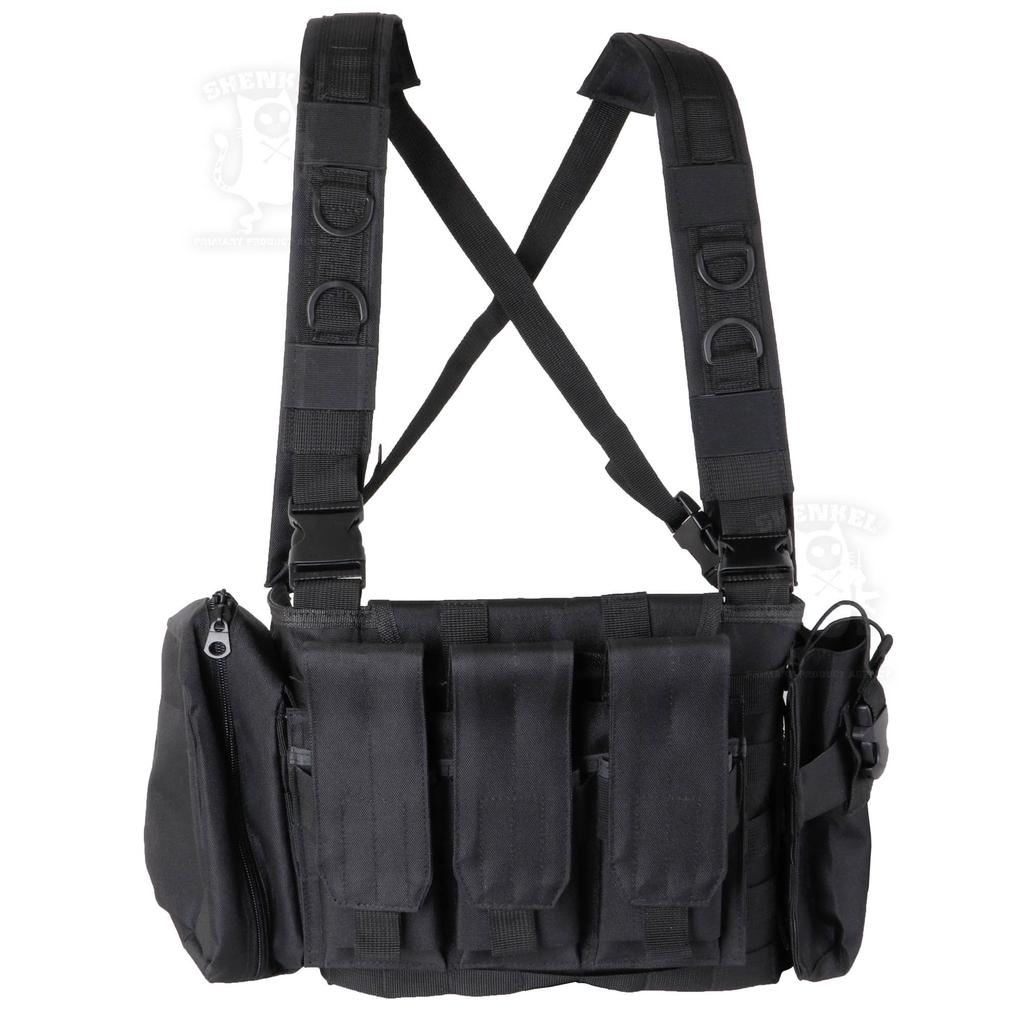 SHENKEL Lightweight 2-Way Modular Vest Chest Rig with 4 Pouches, var.4, Black (vest-004bk)