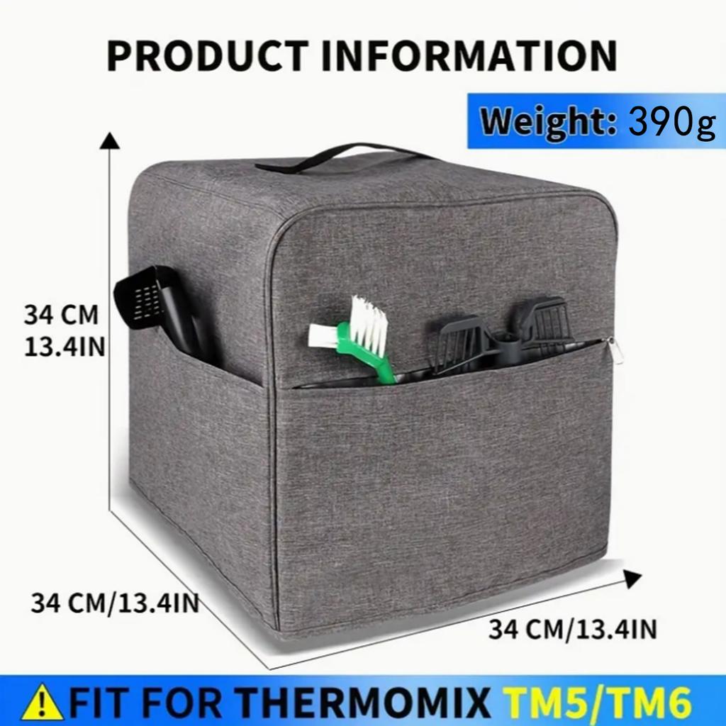 Tela Oxford Gris Mezclador Thermomix TM5/TM6 MEZCLADOR funda especial de doble capa Almacenamiento lateral Estuche protector engrosado 1 pieza