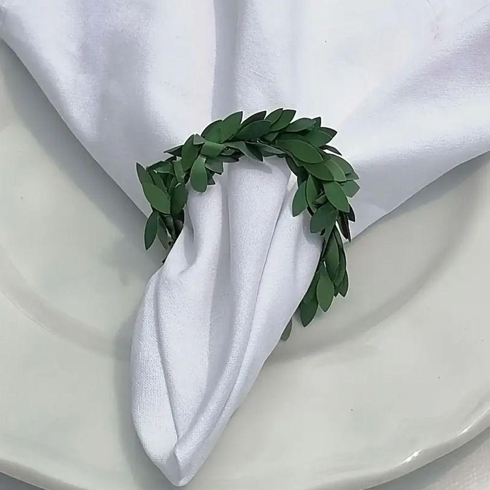 10pcs Plastic Green Rattan Shaped Napkin Ring Simulation Table Decoration Birthday