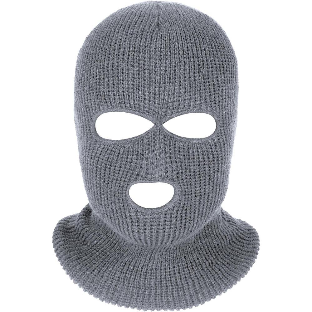 3-Hole Knitted Full Face Cover Ski Mask, Adult Winter Balaclava Warm Knit Full Face Mask for Outdoor Sports