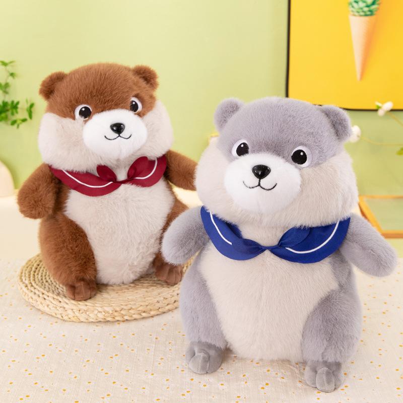 Cute Scarf Groundhog Plush Toy Claw Machine Doll Children Sleeping Pillow Navy Rat
