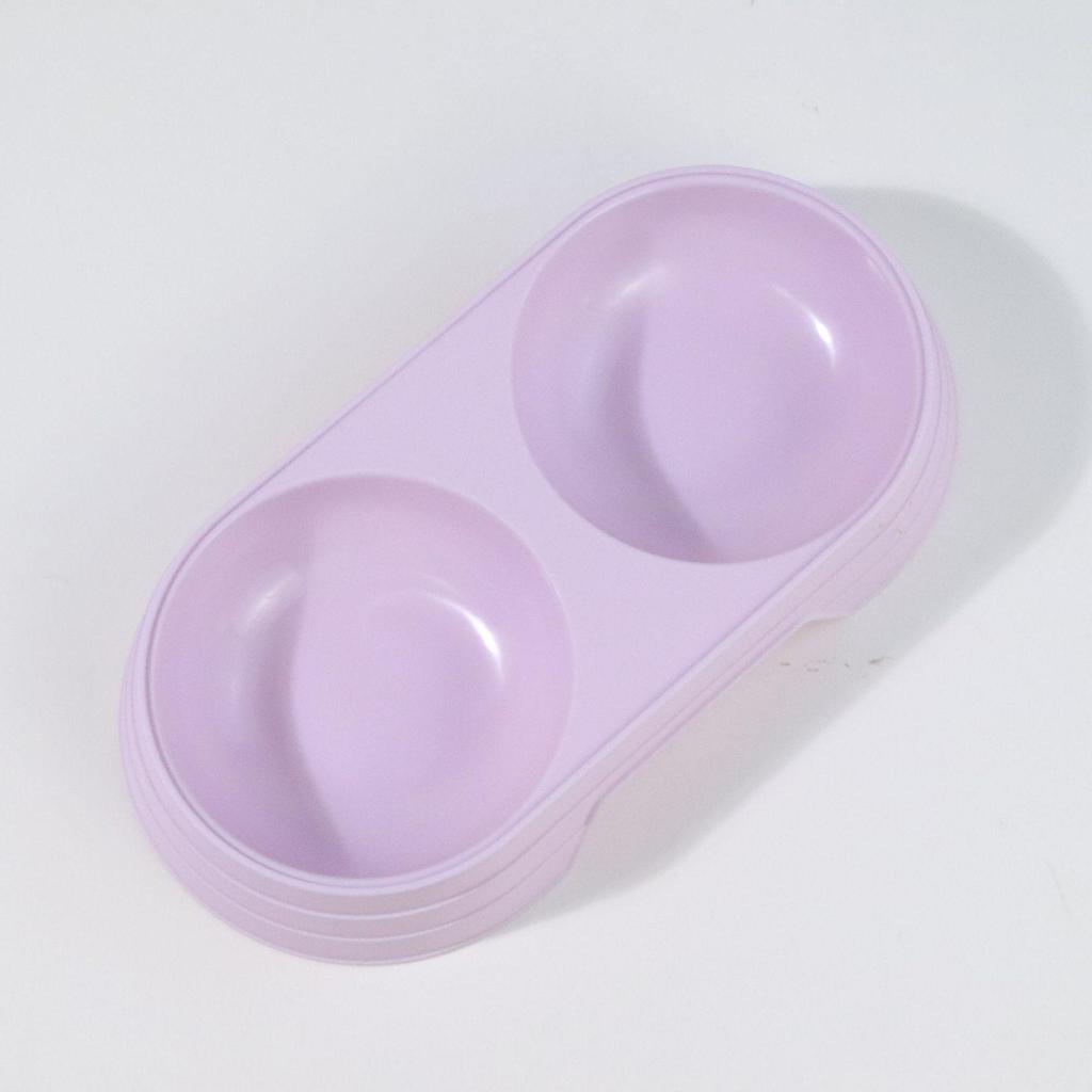 Double Cat Bowl Macaron Color Anti-Spill Pet Feeder - Oval Style