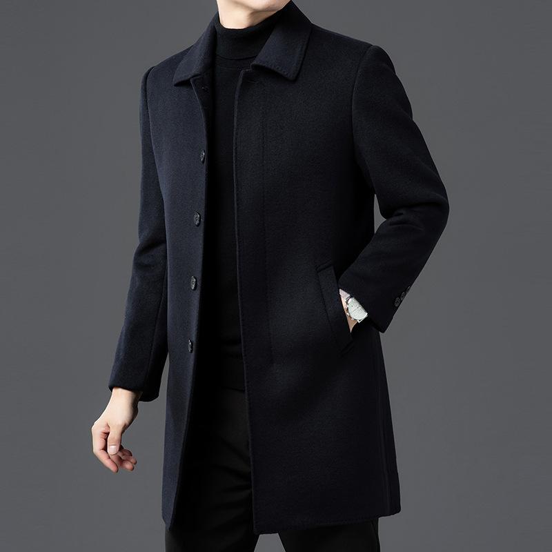 Fashionable Business Removable Inner Liner Double-sided Wool Down Coat Winter New Men's Lapel Wool Coat