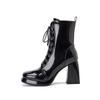 Fashion New Autumn Winter Black White Motorcycle Boots Womens Square Toe Cross Tied Platform Chunky High Heels Ankle Booties 45