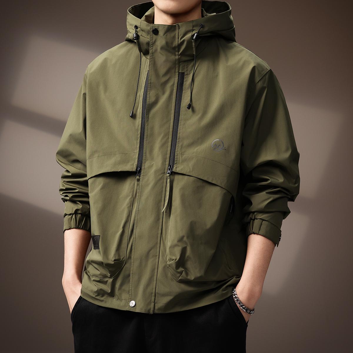 Премиальная мужская ветровка с капюшоном - Модная весенне-осенняя, ветрозащитная, свободного кроя рабочая куртка 4XL for 100-110 kg