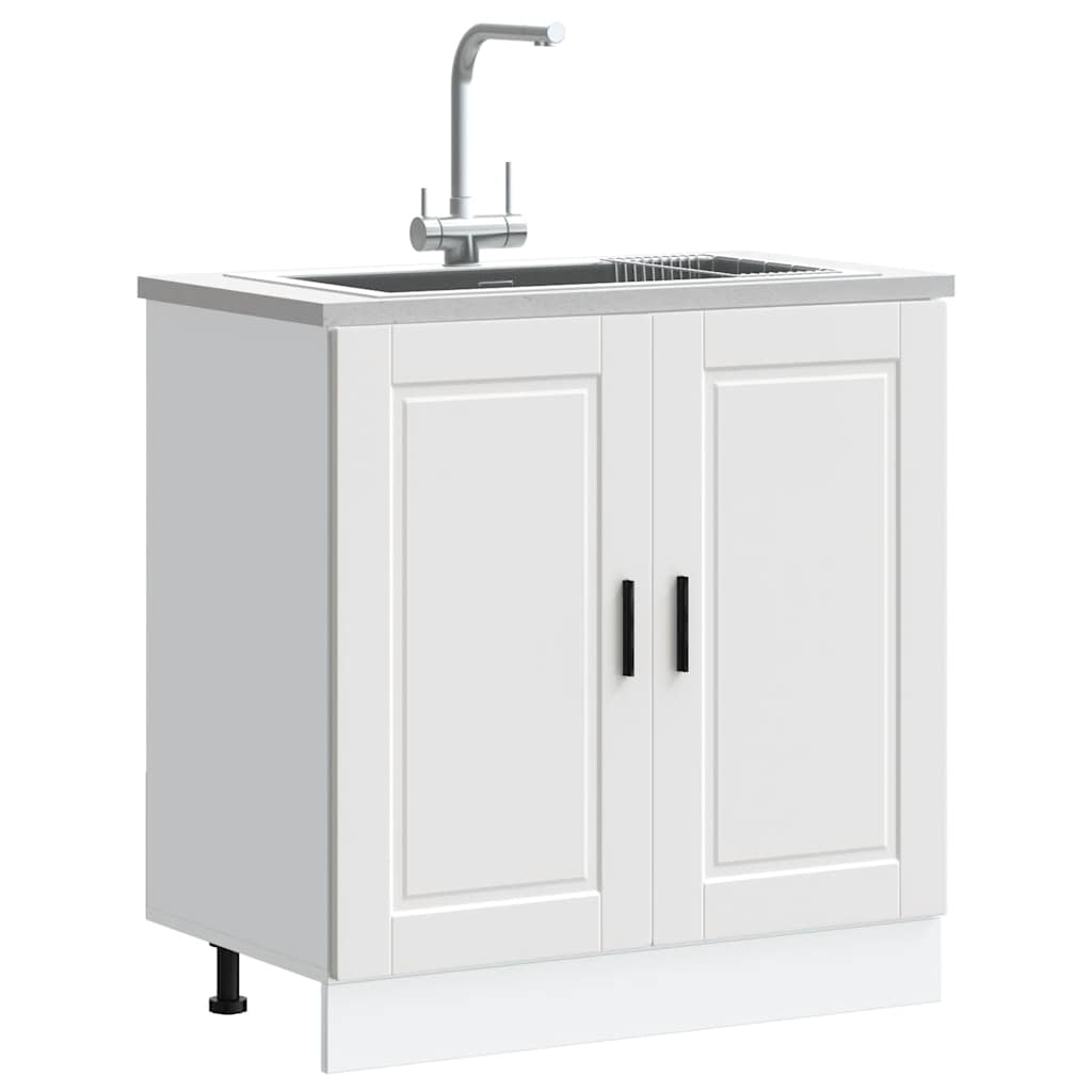 vidaXL Spülenunterschrank Porto Weiß 80x46x81,5 cm Holzwerkstoff anti-blitz weiße