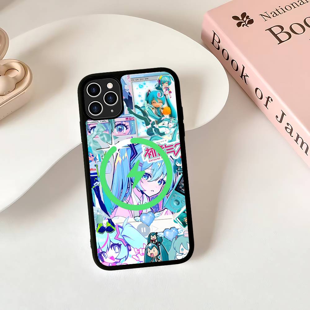 Kawaii H-Hatsune Miku Magnetic Wireless Phone Case For IPhone 17 16 15 14 Plus 13 12 11 Pro Max