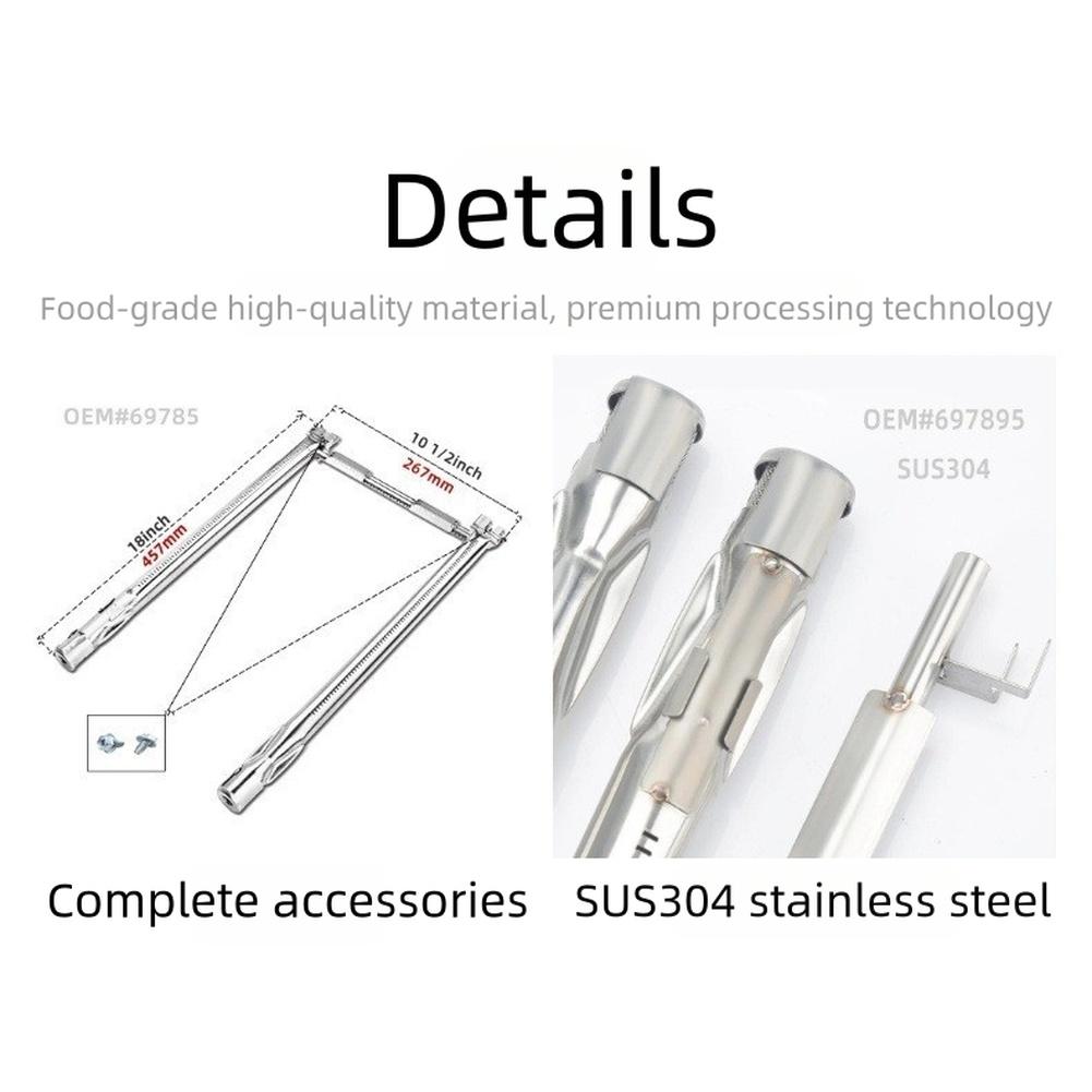 1 ADET Paslanmaz Çelik 304 Propan Gaz Brülör Başlığı WEBER İÇİN SPIRIT Izgara Gaz Brülör Başlığı SUS304 53*11*3cm Barbekü Aletleri Parçaları