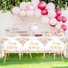 Avezano 3 Pcs Rose Gold Party Decorations Pink Floral Happy Birthday Tablecloths for Girls Women Birthday Party Supplies 108 x 54 Inch