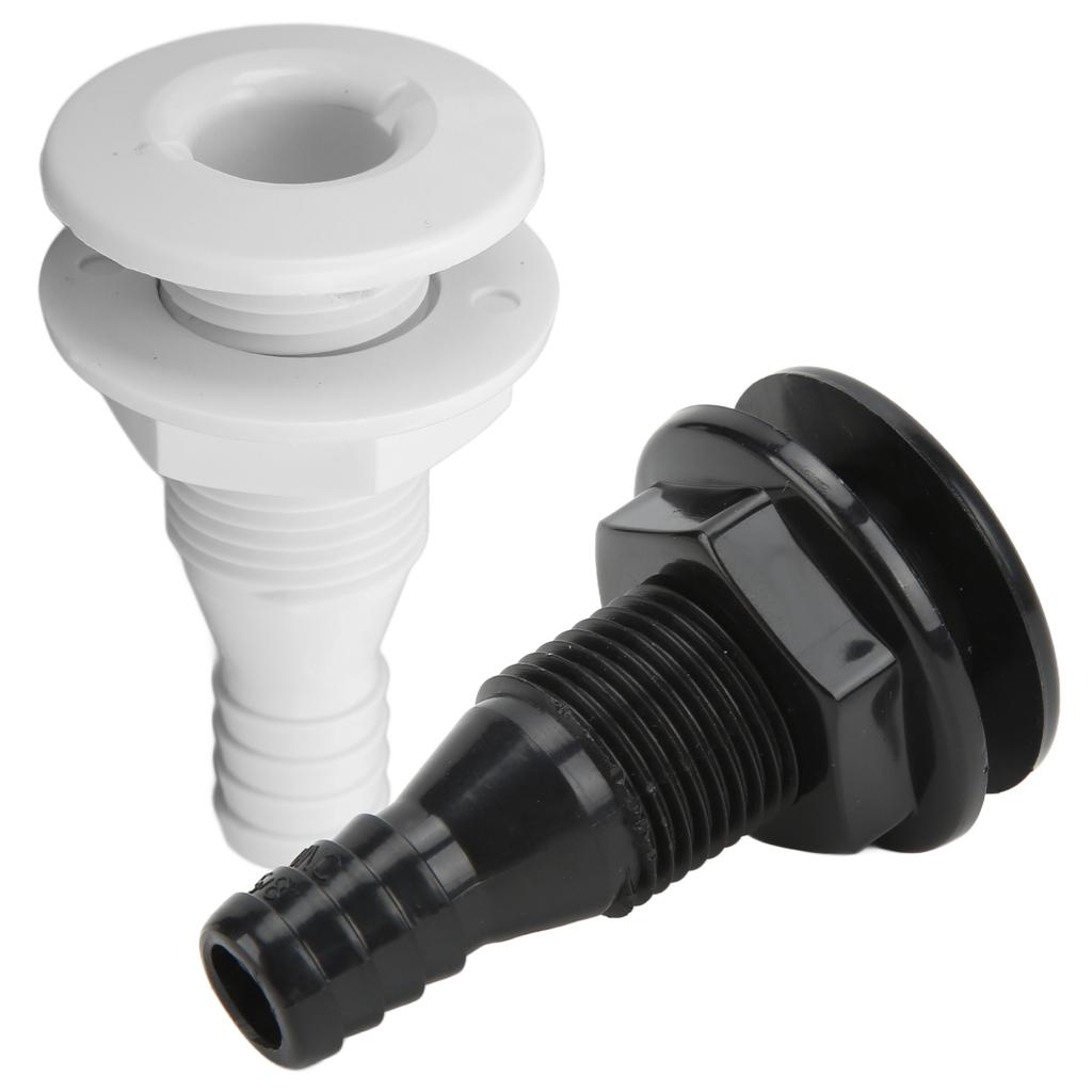 5/8in Thru Hull Fitting Straight ABS Impact Resistance Hose Connector Accessory for Boats Marines Thru Hull Connector