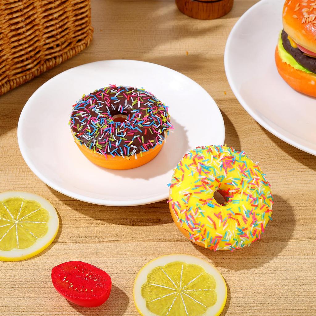 NUOLUX 6pcs Donut Models Realistic Donuts Donut Floats Donut Squeezes Food Bread Models Party Decorations Home Decorations Dollhouse Donuts Food