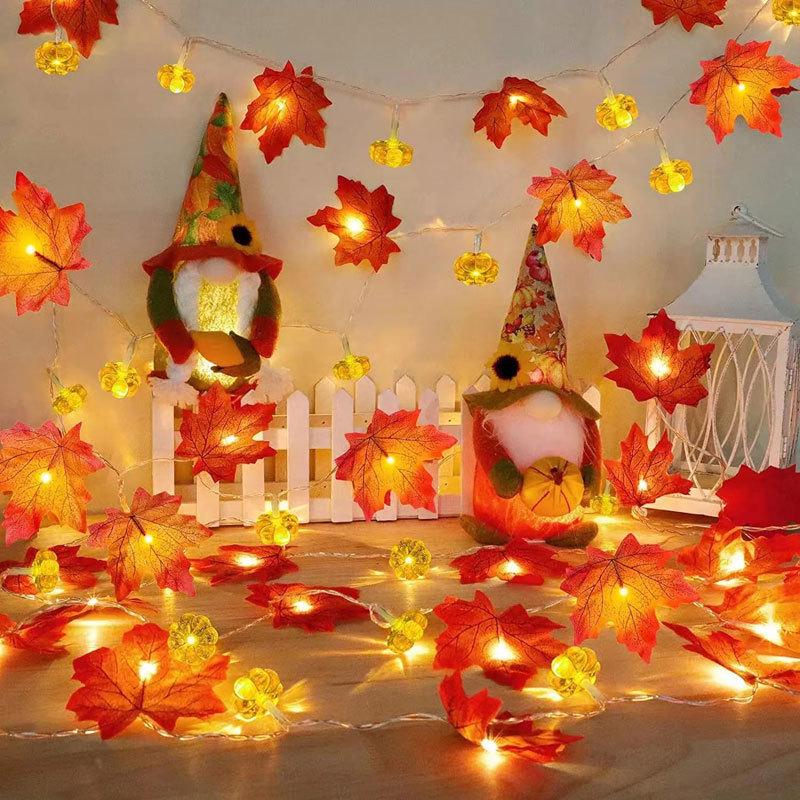 Maple Leaf Pumpkin LED String Lights for Halloween & Thanksgiving Decoration