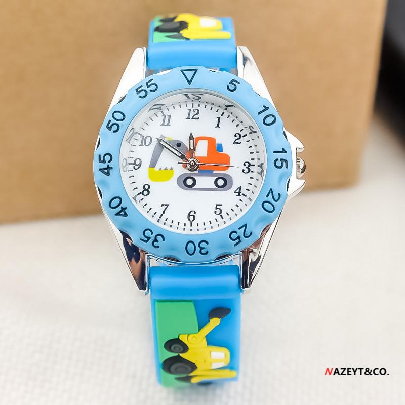 3D Cartoon Excavator Quartz Digital Watch for Kids