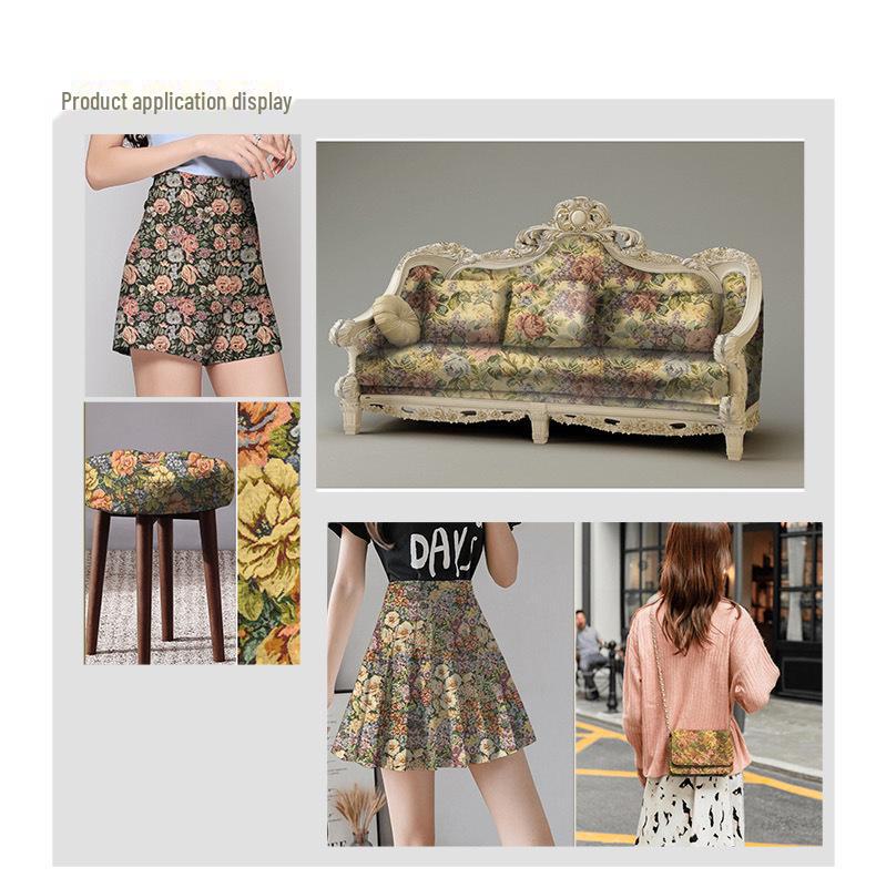 250G Ethnic Style Floral Jacquard Polyester-Cotton Fabric