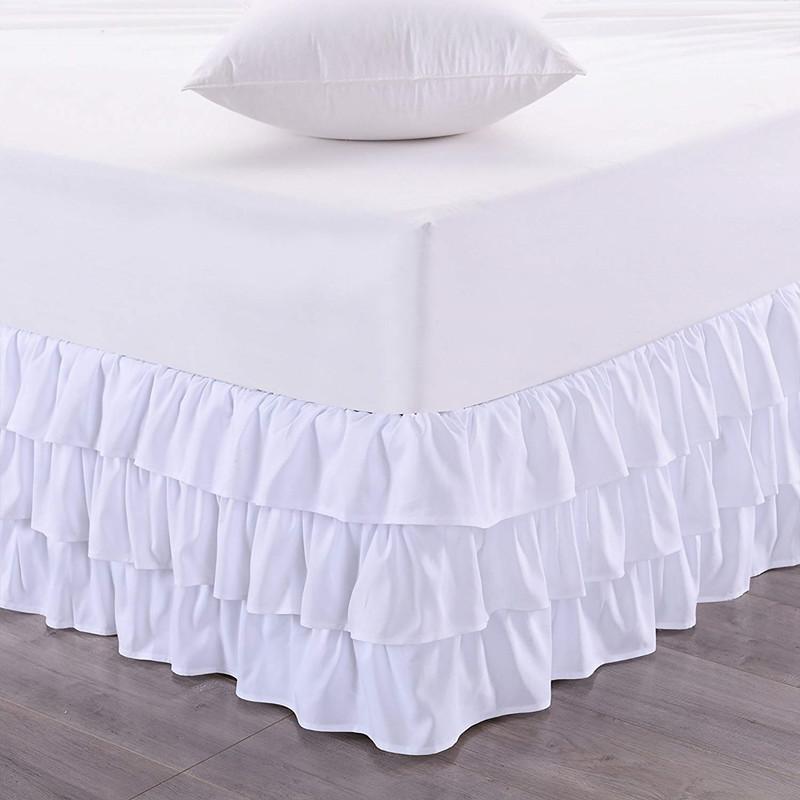 Comfort Luxurious 3 Layers Ruffled Waterfall Style Bed Skirt Unique Dust Tier Design Wrap Around Elastic Easy To Install