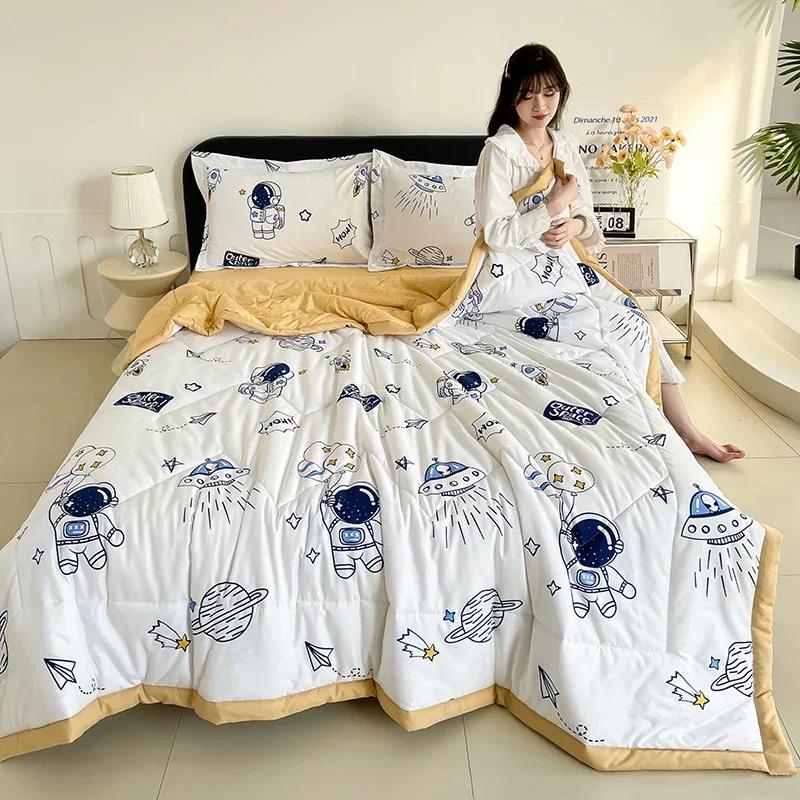Soft Skin-Friendly Summer Quilt Set Or 1 Pcs Quilt Comfortable Breathable Summer Blanket Lightweight Durble Air Condition Duvet