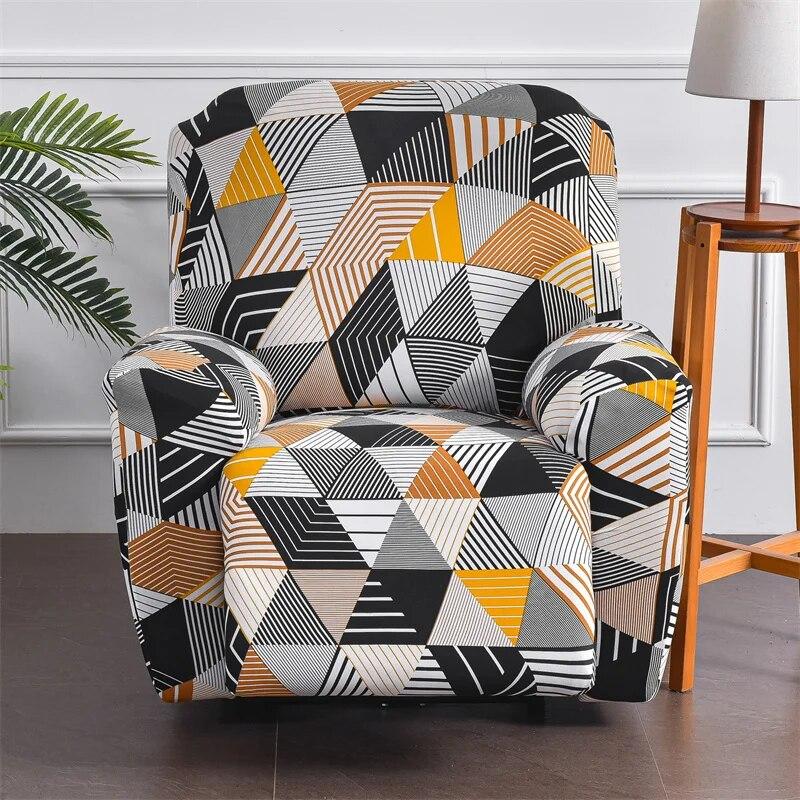 Geometric Recliner Sofa Cover Stretch Spandex Armchair Slipcovers Relax Lazy Boy Chair Covers Furniture Protector Funda Sillon
