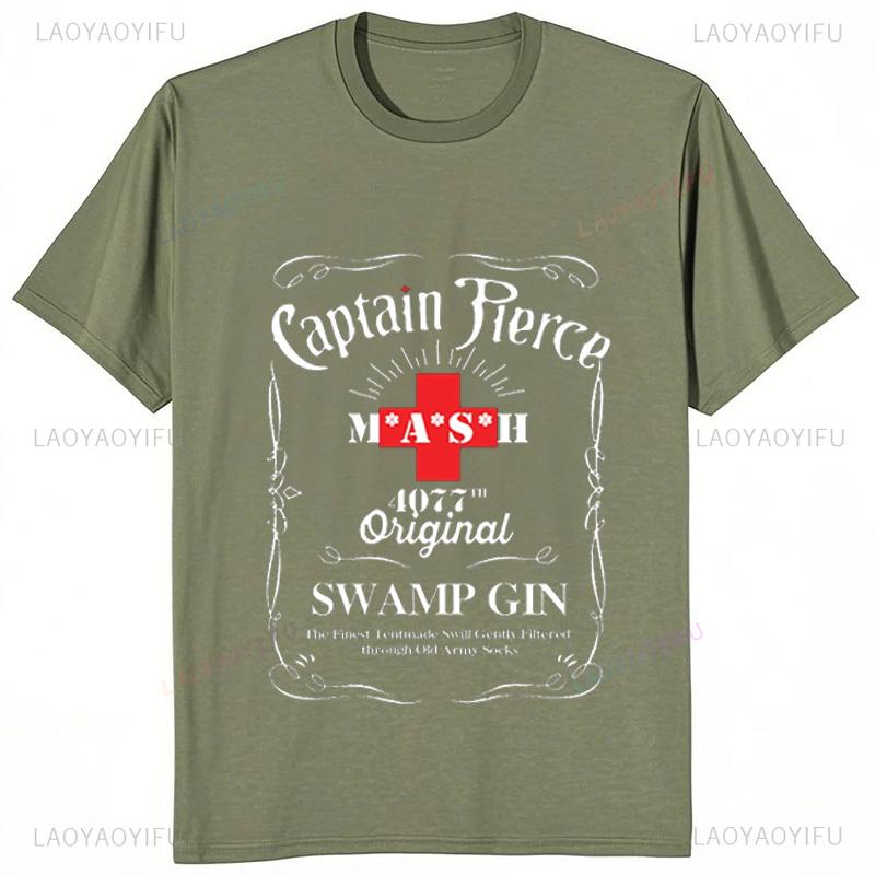Mash Distressed Logo T Shirt Unisexs 4077 Licensed Classic Tv Show Militarryy Green2026 High Quality Brand Casual