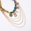 Persönlichkeitstrend lässiger INS-Wind Schal Legierung Multi-Anhänger Imitation Perlenkette Mehrschichtige Halskette