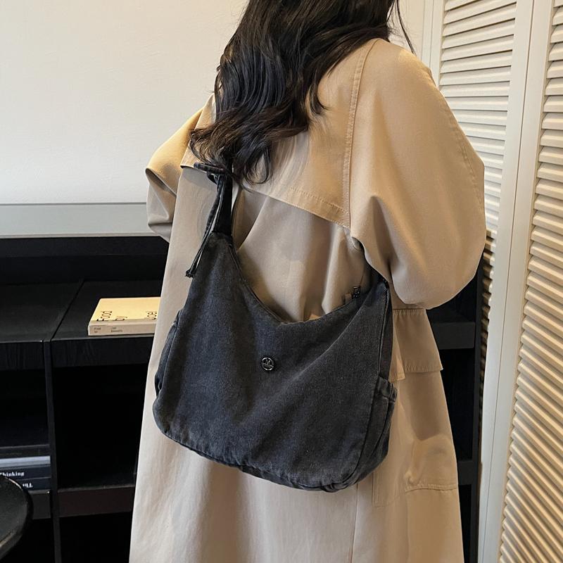 Borsa a tracolla in denim da donna, leggera, piccola, quadrata, borsa a spalla, da sotto braccio