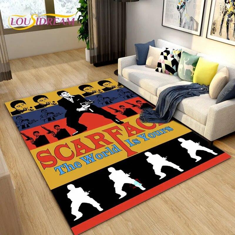 

Movie Scarface 3D Printing Area Rug Large,Carpet Rug for Living Room Bedroom Sofa Doormat Decoration,Kid Play Non-slip Floor Mat
