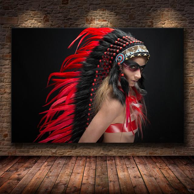 Canvas Painting Indian Aboriginal Woman Wall Art Canvas Posters and Prints Print Pictures for Home Living Room Decoration