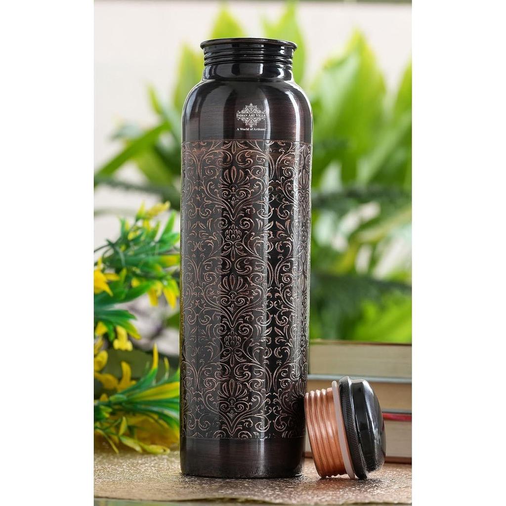 Antique Dark Embossed Design, 900 ML – Drinkware with Ayurvedic Benefits – Ideal for Daily Use, Travel, Gifting, and Home Décor, Set of 1
