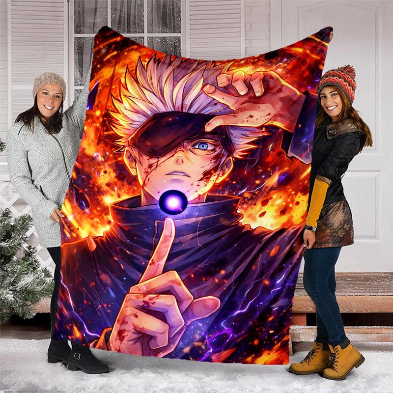 1pc Gojo Satoru (5) Theme Blanket - Digital Print, Polyester, Cozy for All Seasons, Perfect for Outdoor, and Travel