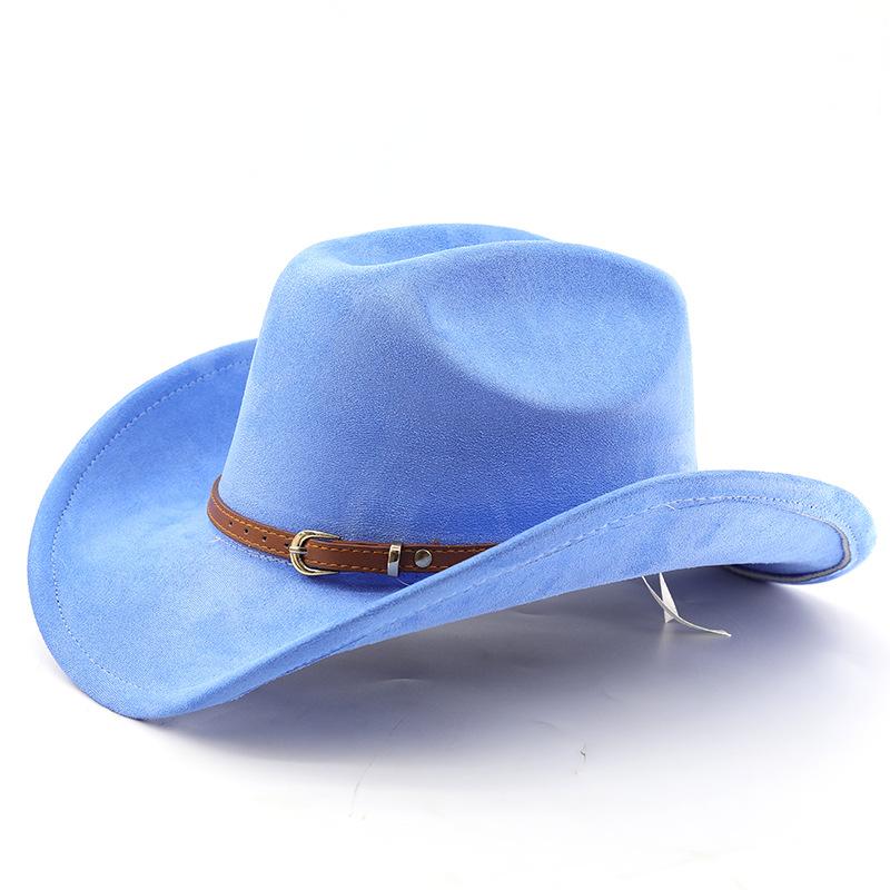 Classic retro belt, western cowboy hat, woolen jazz top hat, men's and women's ethnic style autumn and winter felt hat, big eaves hat