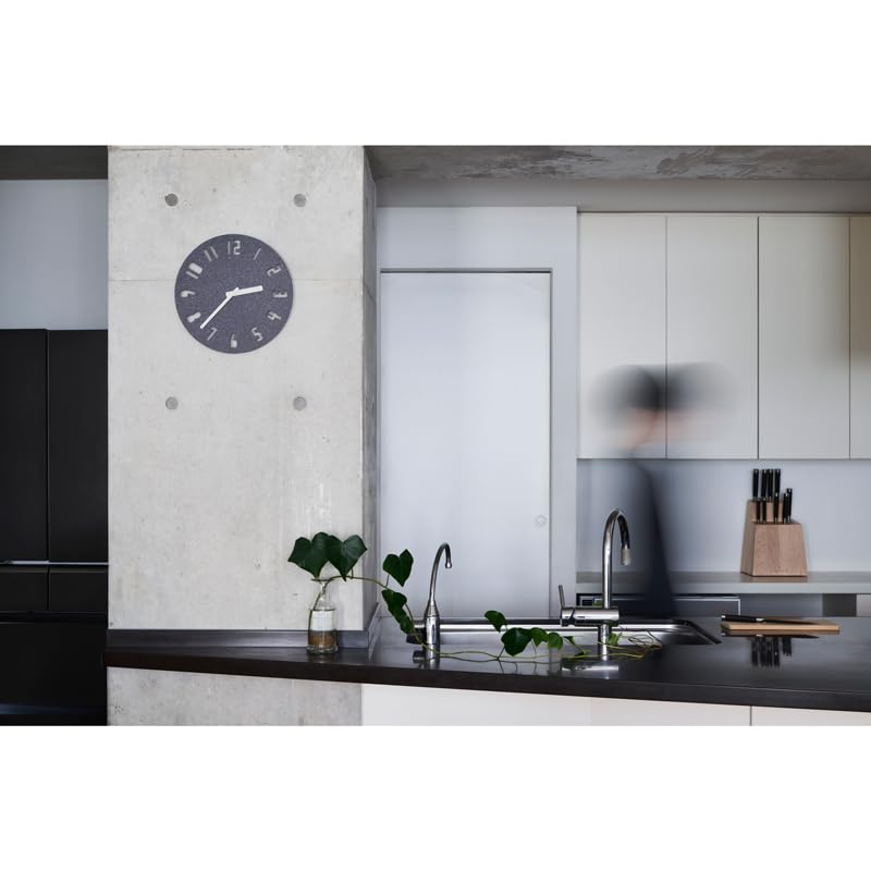 Lemnos Paneco Analog Wall Clock, Dark Gray, Made from Recycled Fiber Board, PANECO CLOCK HIL22-10 DGY