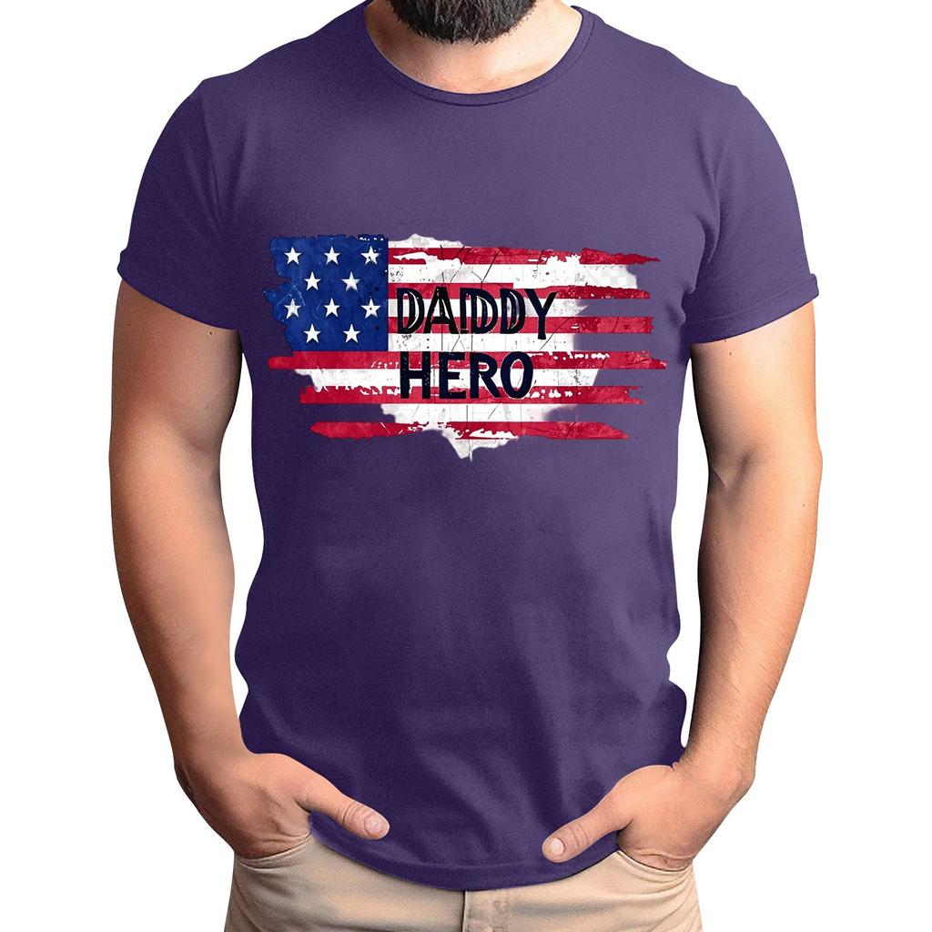 Tricou pentru bărbați cu imprimeu steag, Top lejer casual cu mânecă scurtă pentru bărbați