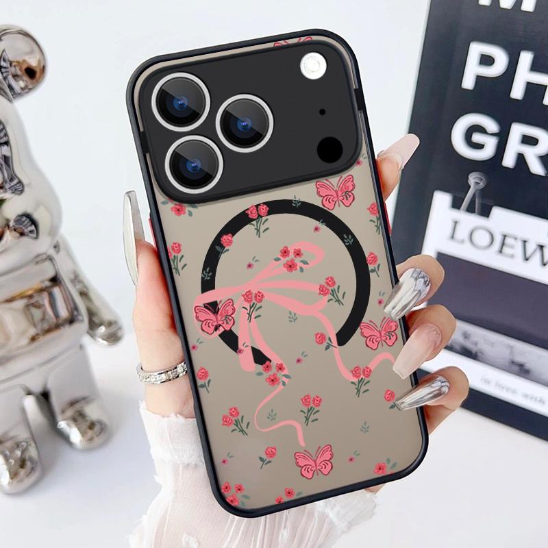 Colorful Bowknots Pattern Case For iPhone 17 Pro Max Magnetic For Magsafe Hybrid TPU+PC Matte Cover For iPhone 16 Pro Max 15 14 13 12 11 16E Air