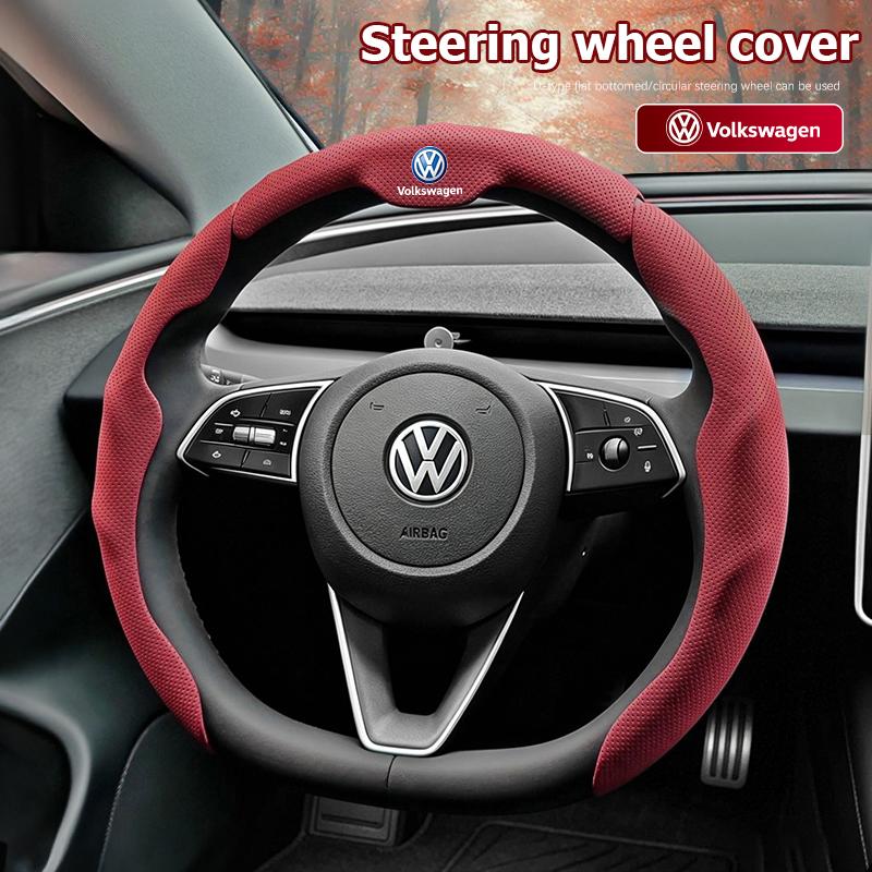 Car Steering Wheel Cover 3pcs Anti-slip Breathable Grip For Volkswagen VW Polo Golf T5 Caddy T4 Touran GTI Passat Scirocco GTD Zl2