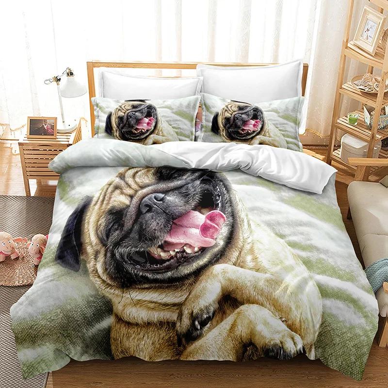Cute Puppy /pet Dog Bed Cover Single Bedclothes Print Lovely Naughty Animal Beding Sets Full Size Super Microfiber Home Textile