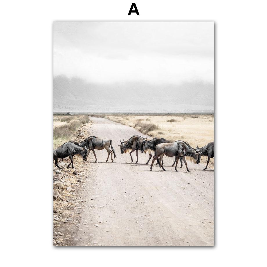 Green African Savannah Wild Animal Wall Art Canvas Painting Photo Posters And Prints Wall Pictures For Living Room Home Decor